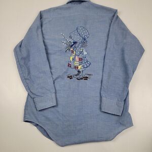 Vintage 70s Big Mac‎ Chambray Selvedge Embroidered Button Up L/S Shirt Small